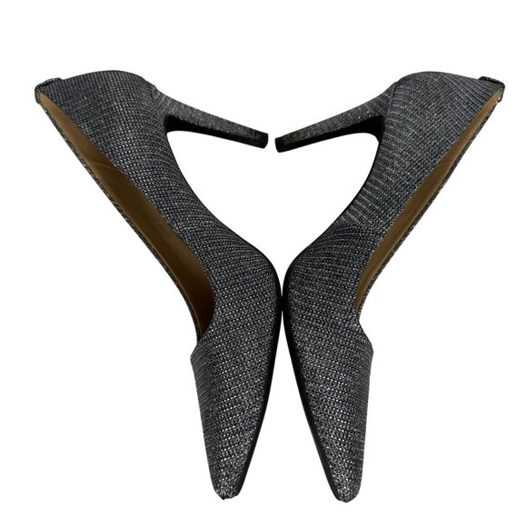 Michael Kors Silver Glitter Pointed-Toe High Heel Pumps Sz 7M Wedding Holiday - Picture 8 of 10